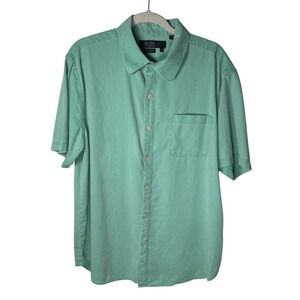 Nat Nast Luxury Original Men Silk Cotton Blend Button Up Shirt L Maui Aqua